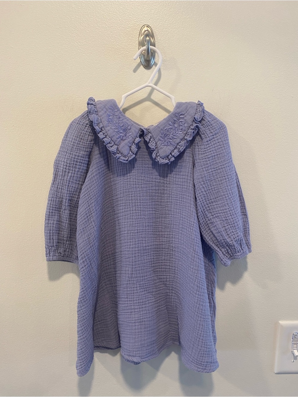 Mabel + honey Peter Pan collar dress girls size 4t gauze dress 100% cotton